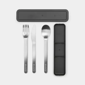 Set de tacâmuri portabil Brabantia Make & Take, gri închis