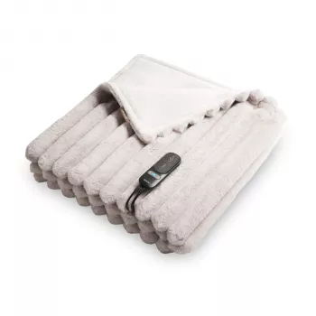 Duux Yentl Heated Blanket Striped Rabbit Faux Fur Grey 200x200 cm (DXOB02)