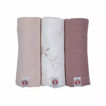 Înfășătoare bebeluș Lodger Swadler Solid Matcha din bumbac, roz, 70x70 cm, 3 buc.