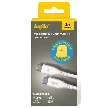 Cablu de încărcare și sincronizare USB-C la USB-C AQIILA Cablebird CS12 2m 60W negru AQCBPBIC2SI829