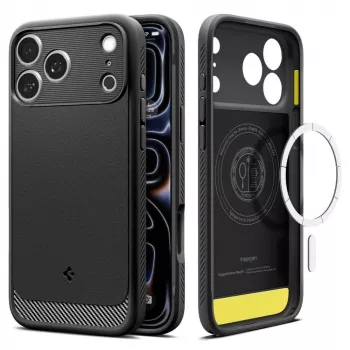 Husă Spigen Rugged Armor Mag MagSafe pentru iPhone 18 Pro / 17 Pro - neagră mat