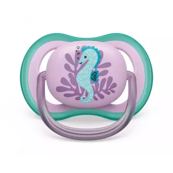 Suzetă Philips AVENT Ultra Air Deco căluț de mare 6-18M fete, 1 buc.