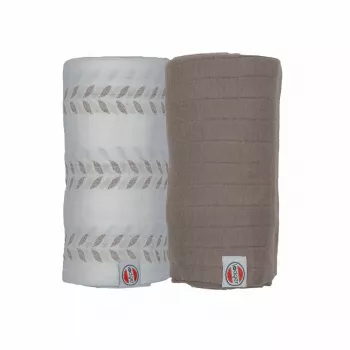 Înfășătoare bebeluș Lodger Swaddler Solid Matcha din muselină de bumbac, birch/buffalo, 110x110 cm, pachet de 2