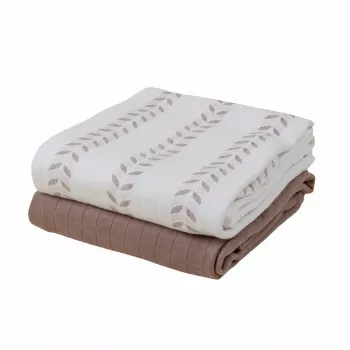 Înfășătoare bebeluș Lodger Swaddler Solid Matcha din muselină de bumbac, birch/buffalo, 110x110 cm, pachet de 2