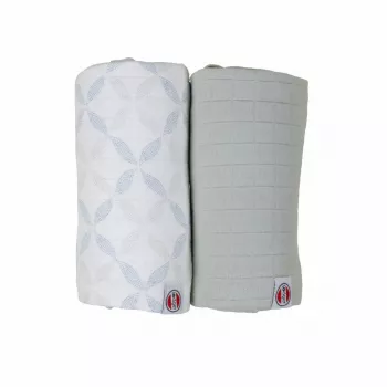 Pătură de înfășat Lodger Swadler Solid Matcha din bumbac, peppermint/blue fogg, 110x110 cm, pachet de 2