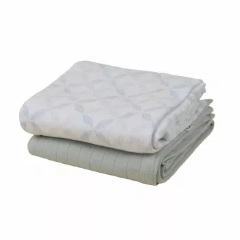 Pătură de înfășat Lodger Swadler Solid Matcha din bumbac, peppermint/blue fogg, 110x110 cm, pachet de 2