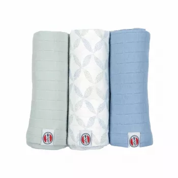 Pătură de înfășat Lodger Swadler Solid Matcha din bumbac, peppermint, 70x70 cm, pachet de 3