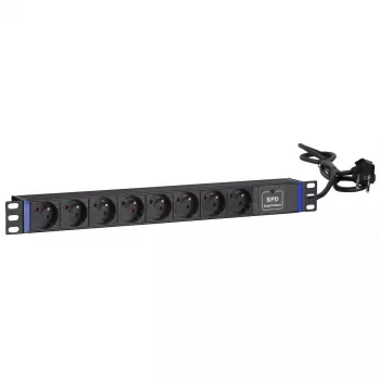 PDU DSIT 19 inch cu 8 prize și protecție la supratensiune, cu pin de împământare (DS-8PDU-SPD-PE)