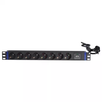 PDU DSIT 19 inch cu 8 prize și protecție la supratensiune, cu pin de împământare (DS-8PDU-SPD-PE)