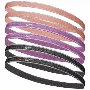 Elastice de păr Nike Swoosh Sport Metallic, set de 6 - piersică, roz, gri