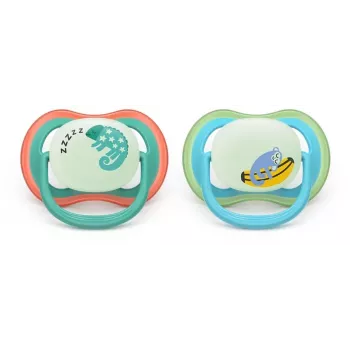 Suzetă Philips Avent Ultra Air Night 6-18 luni, set de 2, băieți, luminează în întuneric