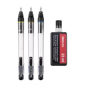 Set de stilouri tehnice de desen ARISTO mg1 pro Basic, 3 stilouri 0,35 / 0,50 / 0,70 mm, 4 piese (AR64300)
