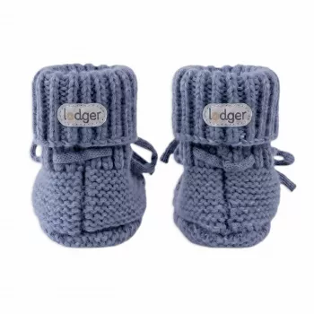 Papuci bebeluș Lodger Slipper din lână merinos, Storm, 0-6 luni