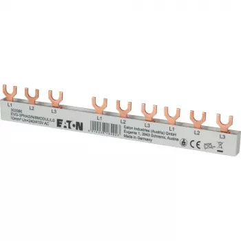 Bară de distribuție trifazată cu furcă Eaton 10mm² 6 module 63A EVG3PHAS/N/6MODUL/LS 303366
