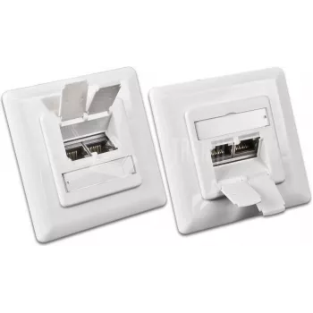 Wirewin DD-TRIO-C6 UP2 WS CAT6 Shielded Flush-Mount Data Outlet, 2-Port, LSA, Pure White RAL 9010