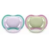 Suzetă Philips Avent Ultra Air 0-6 luni, set de 2, fete roz/mov, SCF085/24