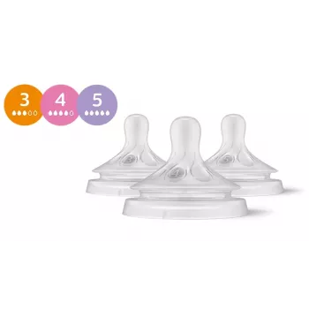 Set tetine din silicon Philips Avent Natural Response (3 bucăți, flux 3, de la 1 lună)