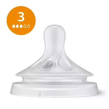 Set tetine din silicon Philips Avent Natural Response (3 bucăți, flux 3, de la 1 lună)