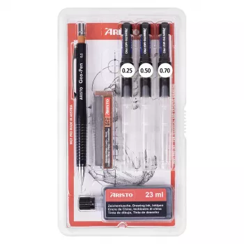 Set de creioane tehnice de desen ARISTO mg1 pro College, 3 creioane 0,25 / 0,50 / 0,70 mm, 6 piese (AR64310)