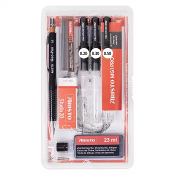 Set de penuri de desen tehnic ARISTO mg1 pro Studio, 3 penuri 0,20 / 0,30 / 0,50 mm, 8 piese (AR64154)