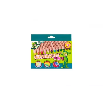Creioane colorate JOLLY Supersoft 3 în 1, culori asortate, 12 buc. (5956-0002)