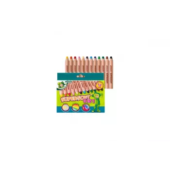 Creioane colorate JOLLY Supersoft 3 în 1, culori asortate, 12 buc. (5956-0002)