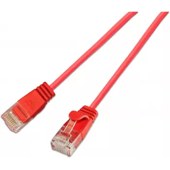 Cablu patch slim Wirewin Cat6A 10 Gigabit U/UTP, 0,15 m, roșu SLIM-L-UU-K6A 0.15 RD