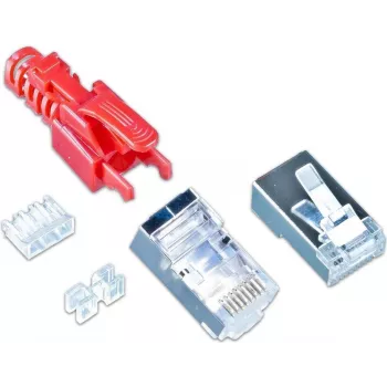 Conector RJ-45 Wirewin MOD SL KAT6A STP 10 RT, Cat.6A, STP, fără unelte, roșu, set de 10