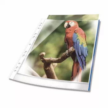 Folii pentru documente DURABLE DIN A4, 0,08 mm, albastre, set de 100, perforare universală