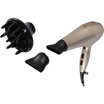 Uscător de păr Remington AC 8605 Advanced Colour Protect, 2200 W, ionic, 3 trepte de căldură, negru cu accente aurii roz