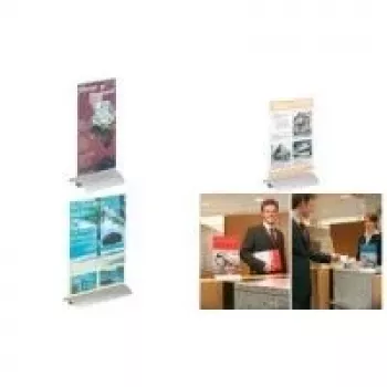 Suport de masă pentru semnalizare DURABLE Presenter A5, acril/aluminiu, transparent