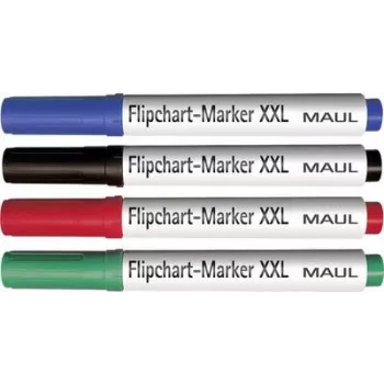 Set de markere pentru flipchart MAUL, vârf teșit 3,0-6,5 mm, 4 culori asortate