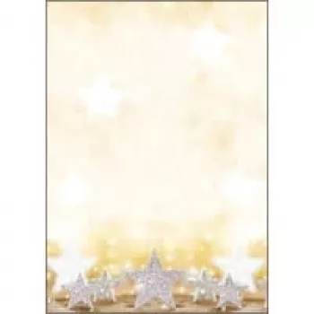 Hârtie cu motiv de Crăciun Sigel stele sclipitoare - A4 (210 x 297 mm) - 90 g/m² - 100 file (DP029)