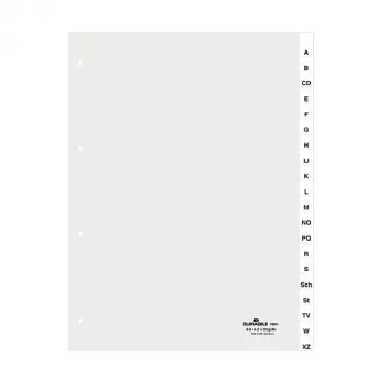 Intercalare A4 DURABLE cu 20 de părți A-Z, limbile sudate, perforare 4 găuri, distanță 80mm, cu copertă 680019