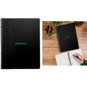 Caiet Rhodia Greenbook College A5+ cu pătrățele negru 119924C