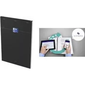 Bloc de notițe Oxford Smart, DIN A4, cu pătrățele, 80 file, negru 400191246