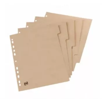 Intercalare din carton Oxford TOUAREG A4, 5 file, albe, bej, hârtie reciclată 280 g/m², perforare universală (1 set) 100204964