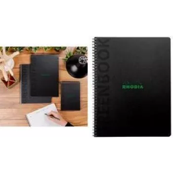 Bloc de colegiu Rhodia Greenbook A5+ cu pătrățele, negru 119934C