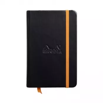 Caiet RHODIA RHODIARAMA 90 x 140 mm liniat negru imitație piele copertă rigidă 96 file 118642C
