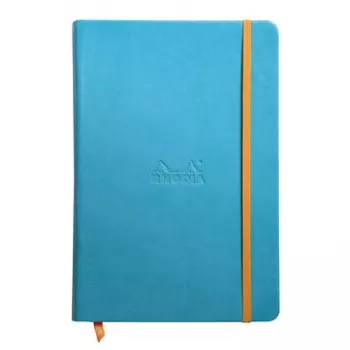 Caiet RHODIA RHODIARAMA A5 liniat, copertă rigidă din imitație piele turcoaz, 96 file 118747C