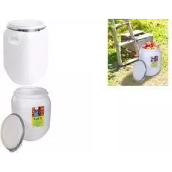 EDA 50L White Plastic Storage Barrel with Lid 010559 NA