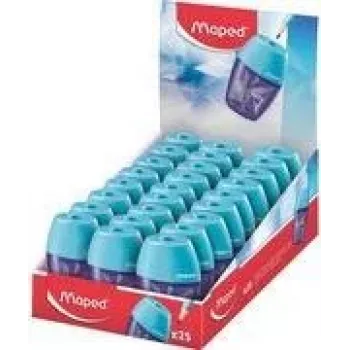 Maped ARCTIC Pencil Sharpener with Shavings Receptacle, Transparent Blue, 25-Piece Display Box 034037