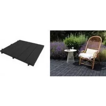 EDA Wood-Look Outdoor Floor Tile, 500 x 500 mm, Black, UV & Chlorine Resistant, Non-Slip, 1 Piece (010939 NO)