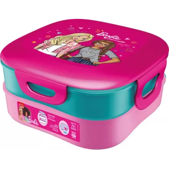 Maped PICNIK Kids Concept Barbie 3-in-1 Lunch Box, 1.4 L, 2 Compartments + Snack Box, Pink/Multi-colour 871097