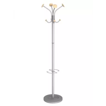 Cuier de hol MAUL Stily cu suport pentru umbrele, argintiu, cârlige din lemn, 8 cârlige, 1750 mm 9403270