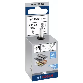 Perie de sârmă cu tijă Bosch 1 609 200 269, oțel ondulat, 25 mm, tijă 6 mm