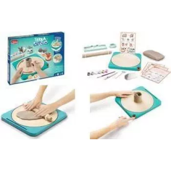 Maped Creativ Pottery Studio Kit for Ages 5+, Air-Drying Clay with 6 Paints, Tools, Brush and Varnish 907224