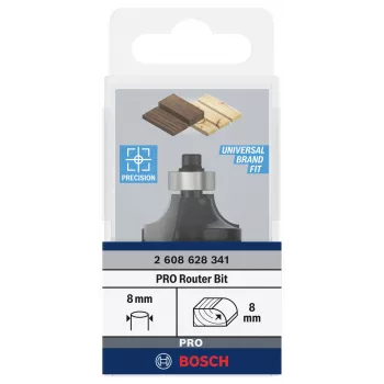 Freza de rotunjire Bosch Expert for Wood cu coadă de 8 mm, R1 8 mm, lungime de tăiere 15,5 mm, lungime totală 53 mm 2608628341