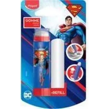Maped Superman Plastic Eraser with Refill, Lipstick-Style Twist-Up, Blister Pack 152033