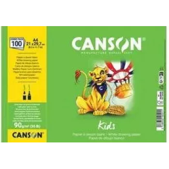 Canson Kids Drawing Paper Pad A4 90gsm White Lightly Grained 50 Sheets for Pencil and Colored Pencil C629012000